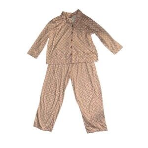 National‎ Womens Pink Pajama Set Petite Large Cotton